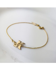 Złota bransoletka z literą K z Motylkiem - pr. 585