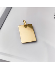 Złota zawieszka blaszka 2,4 x 1,6 cm - możliwy grawer z dwóch stron - pr. 585