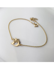 Złota bransoletka z literą D z Motylkiem - pr. 585