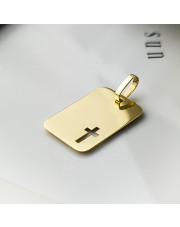 Złota zawieszka blaszka z krzyżykiem do graweru - pr. 585