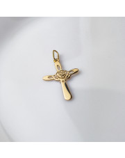 Złota zawieszka Krzyżyk z Różą - pr.585