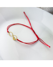 Bransoletka na czerwonym sznurku nieskończoność i serce z możliwością graweru z dwóch stron - pr. 585 