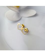 Złote kolczyki sztyfty kontury serca - pr. 585