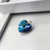 Złota zawieszka serce kryształ Bermude Blue mniejszy Swarovski pr. 585