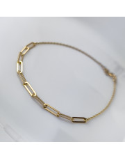 Złota bransoletka splot ankier spinacze 18 cm - pr. 585 