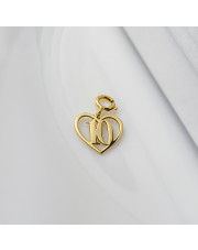 Złota zawieszka Charms - liczba 10 w sercu - pr.585