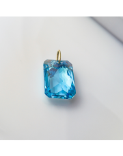 Złota zawieszka z kryształem AQUAMARINE prostokątny pr. 585